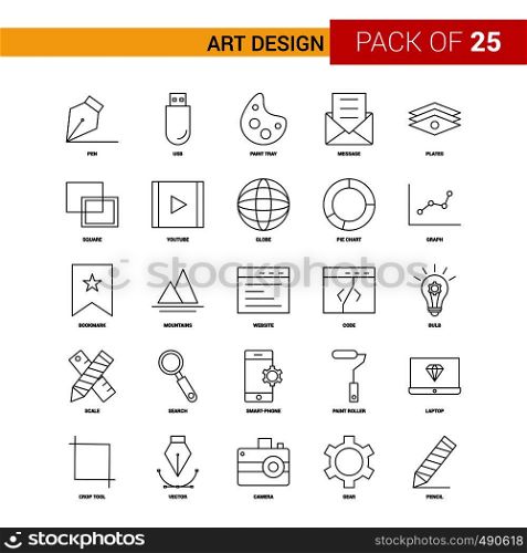 Art Design Black Line Icon - 25 Business Outline Icon Set