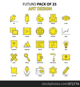 Art Design Icon Set. Yellow Futuro Latest Design icon Pack