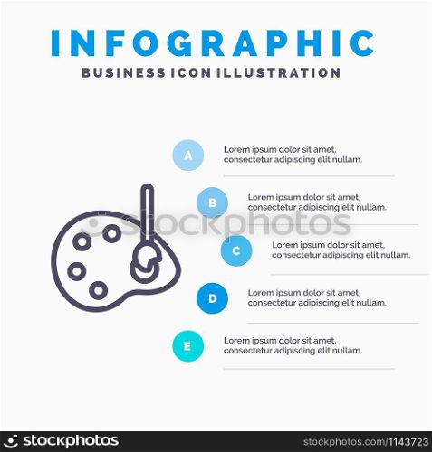 Art, Draw, Drawing, Edit Line icon with 5 steps presentation infographics Background