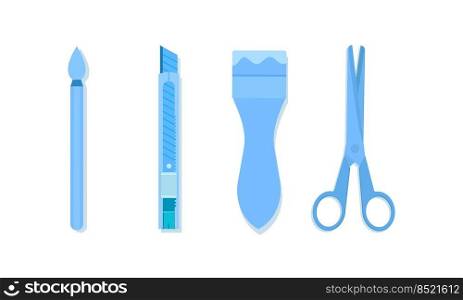 art equipment tools with paint cutter scissors vector illustration eps10