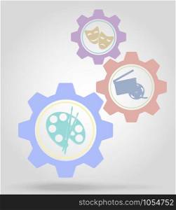 art gear mechanism concept vector illustration isolated on gray background