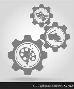 art gear mechanism concept vector illustration isolated on gray background