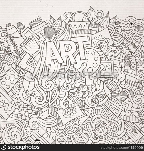 Art hand lettering and doodles elements background. Vector illustration. Art hand lettering and doodles elements background