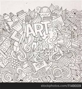 Art hand lettering and doodles elements background. Vector illustration. Art hand lettering and doodles elements background