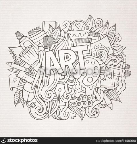 Art hand lettering and doodles elements. Vector illustration