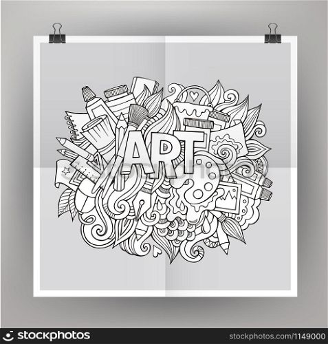 Art hand lettering and doodles elements. Vector illustration