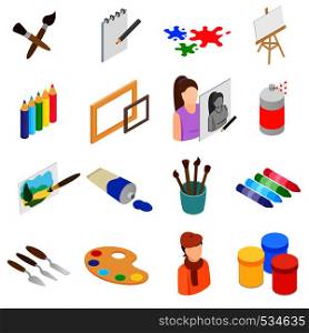 Art icons set in isometric 3d style isolated on white background. Art icons set, isometric 3d style