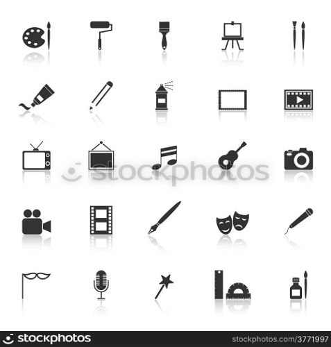 Art icons with reflect on white background, stock vector