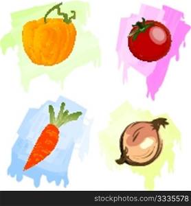 Art illustration of vegetables over white background