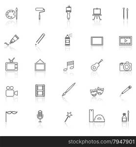 Art line icons with reflect on white, stock vector