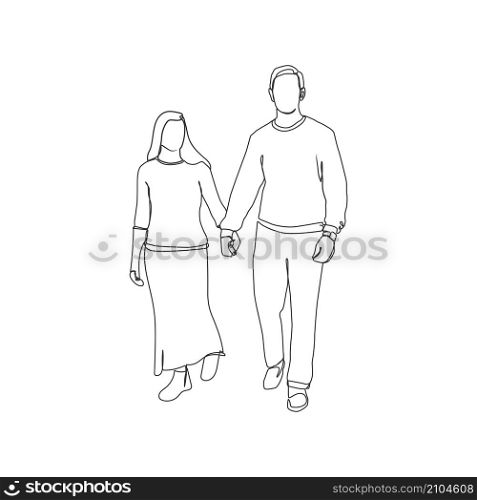 Art men and woman, vector. Valentines Day illustration. Love poster. One line art