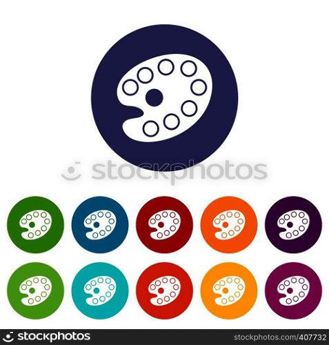 Art palette set icons in different colors isolated on white background. Art palette set icons