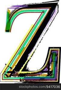 art sketched fonts, uppercase symbols, vector illustration letter Z