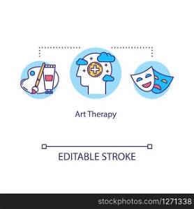 Art therapy concept icon. Psychotherapy idea thin line illustration. Mental well-being. Healing process. Therapeutic effect. Vector isolated outline RGB color drawing. Editable stroke