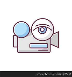 Arthouse film RGB color icon. Festival and authors movie for non broad audience. Visionary and artsy cinema sub genre. Camera with eye isolated vector illustration