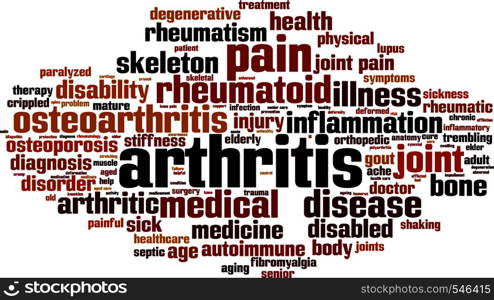 Arthritis word cloud concept. Vector illustration