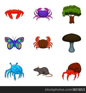 Arthropod icons set. Cartoon set of 9 arthropod vector icons for web isolated on white background. Arthropod icons set, cartoon style