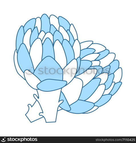 Artichoke Icon. Thin Line With Blue Fill Design. Vector Illustration.