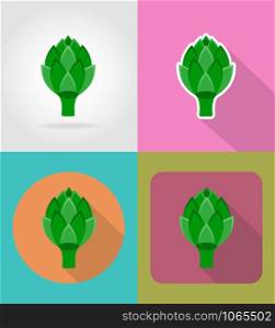 artichoke vegetable flat icons with the shadow vector illustration isolated on background