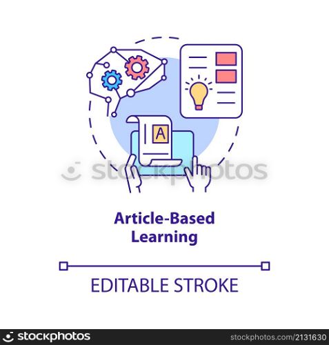 Article based learning concept icon. Information and content. Elearning abstract idea thin line illustration. Isolated outline drawing. Editable stroke. Roboto-Medium, Myriad Pro-Bold fonts used. Article based learning concept icon