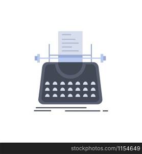 Article, blog, story, typewriter, writer Flat Color Icon Vector