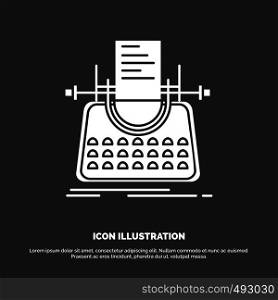 Article, blog, story, typewriter, writer Icon. glyph vector symbol for UI and UX, website or mobile application. Vector EPS10 Abstract Template background