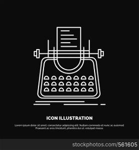 Article, blog, story, typewriter, writer Icon. Line vector symbol for UI and UX, website or mobile application. Vector EPS10 Abstract Template background
