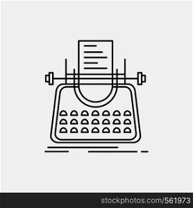Article, blog, story, typewriter, writer Line Icon. Vector isolated illustration. Vector EPS10 Abstract Template background