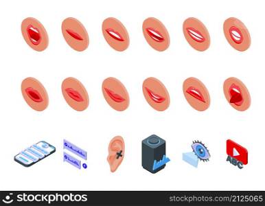 Articulation icons set isometric vector. Childhood development. Exercise education. Articulation icons set isometric vector. Childhood development