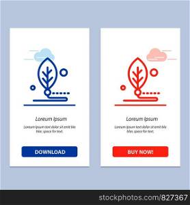 Artificial, Biology, Digital, Leaf, Life Blue and Red Download and Buy Now web Widget Card Template