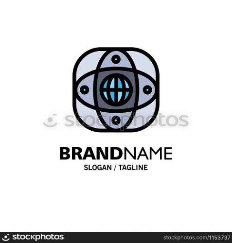 Artificial, Connection, Earth, Global, Globe Business Logo Template. Flat Color