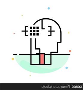 Artificial, Human, Man, Head Abstract Flat Color Icon Template