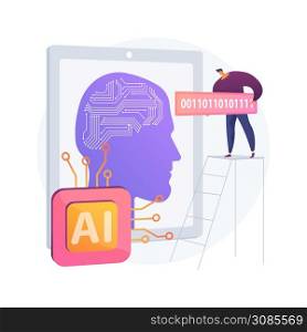 Artificial intelligence abstract concept vector illustration. AI, machine learning, artificial intelligence evolution, high tech, cutting edge technology, cognitive robotics abstract metaphor.. Artificial intelligence abstract concept vector illustration.