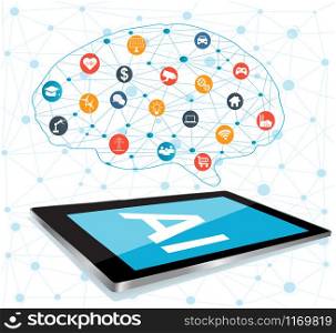 Artificial Intelligence (AI), Connectivity, Innovative Smart Cyber Security Digital Information Technologies Vector Icon