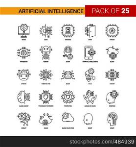 Artificial Intelligence Black Line Icon - 25 Business Outline Icon Set