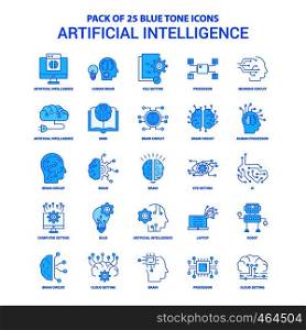 Artificial Intelligence Blue Tone Icon Pack - 25 Icon Sets