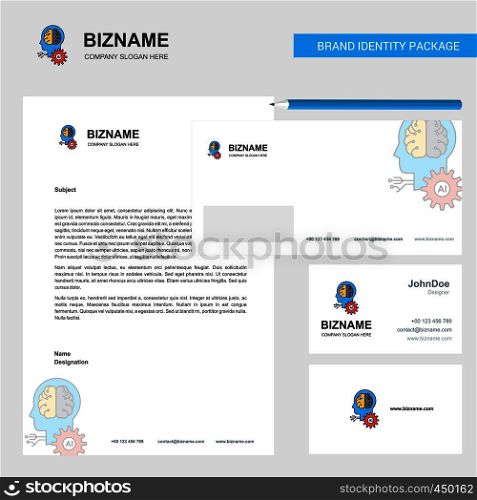 Artificial intelligence Business Letterhead, Envelope and visiting Card Design vector template