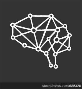 Artificial intelligence chalk icon. Neural network. Digital brain. Neurotechnology. Isolated vector illustration. Artificial intelligence chalk icon