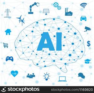 Artificial Intelligence Connectivity. Innovative Smart Cyber Security. Digital Information Technologies. Vector Icon