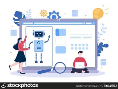 Artificial Intelligence Digital Brain Technology and engineering Concept With Programmer Data or Systems that can be set up in a Scientific Context. Vector Illustration