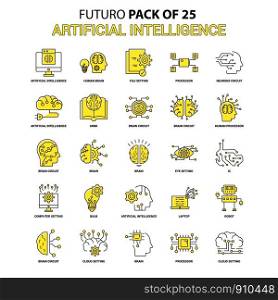 Artificial Intelligence Icon Set. Yellow Futuro Latest Design icon Pack