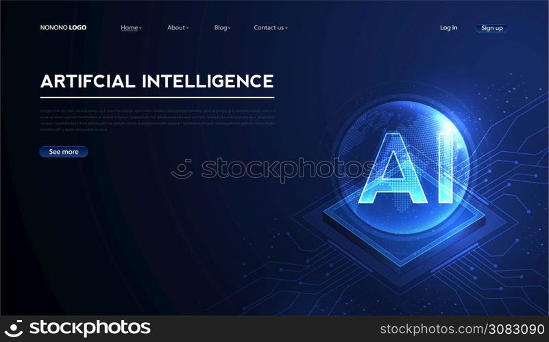 Artificial intelligence, machine learning, ai, data deep learning for future technology artwork, mining, isometric, neural network, machine programming and Responsive web banner. vector Illustration.