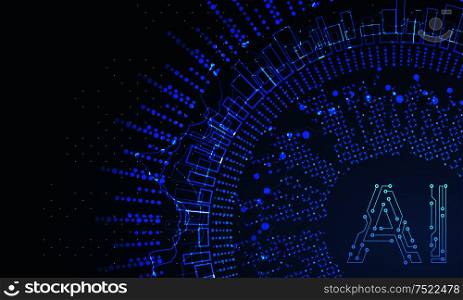 Artificial Intelligence, Neural Networks, AI Technologies concepts. Big Data Visualization - Illustration Vector. Artificial Intelligence, Neural Networks, AI Technologies concepts. Big Data Visualization
