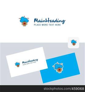 Artificial intelligence on cloud vector logotype with business card template. Elegant corporate identity. - Vector