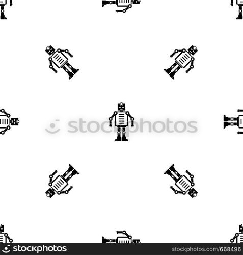 Artificial intelligence robot pattern repeat seamless in black color for any design. Vector geometric illustration. Artificial intelligence robot pattern seamless black
