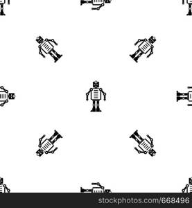 Artificial intelligence robot pattern repeat seamless in black color for any design. Vector geometric illustration. Artificial intelligence robot pattern seamless black