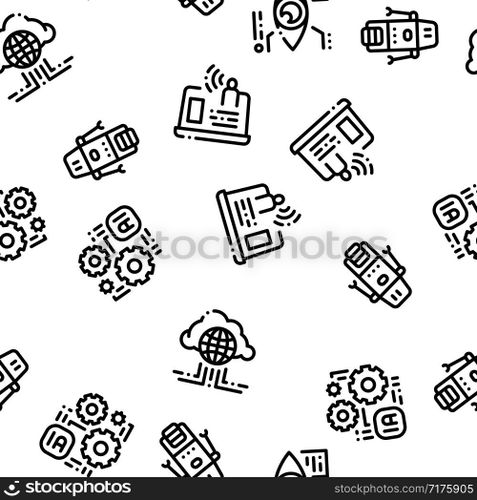 Artificial Intelligence Seamless Pattern Vector. Artificial Intelligence Details Binary Code, Robot, Light Bulb Linear Pictograms. Fingerprint, Microchip, Assembly Line Illustrations. Artificial Intelligence Seamless Pattern Vector