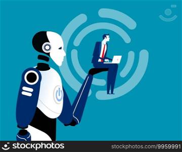 Artificial intelligence support. Concept robot technology vector illustration, Service, Ai