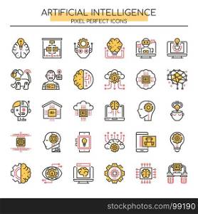 Artificial Intelligence , Thin Line and Pixel Perfect Icons