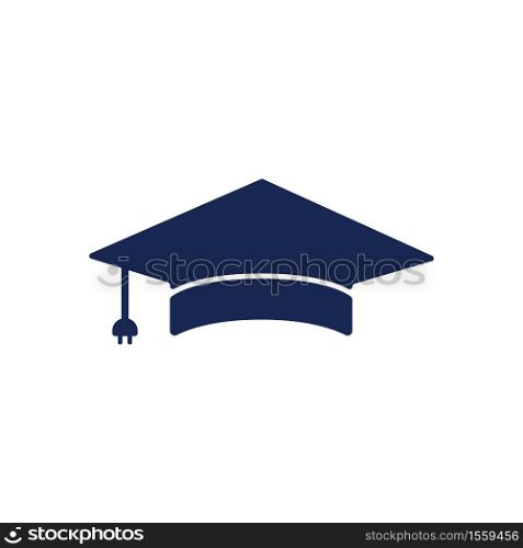 Artificial intelligent technology with graduation cap logo design. IT Expert Logo Sign Symbol Icon.
